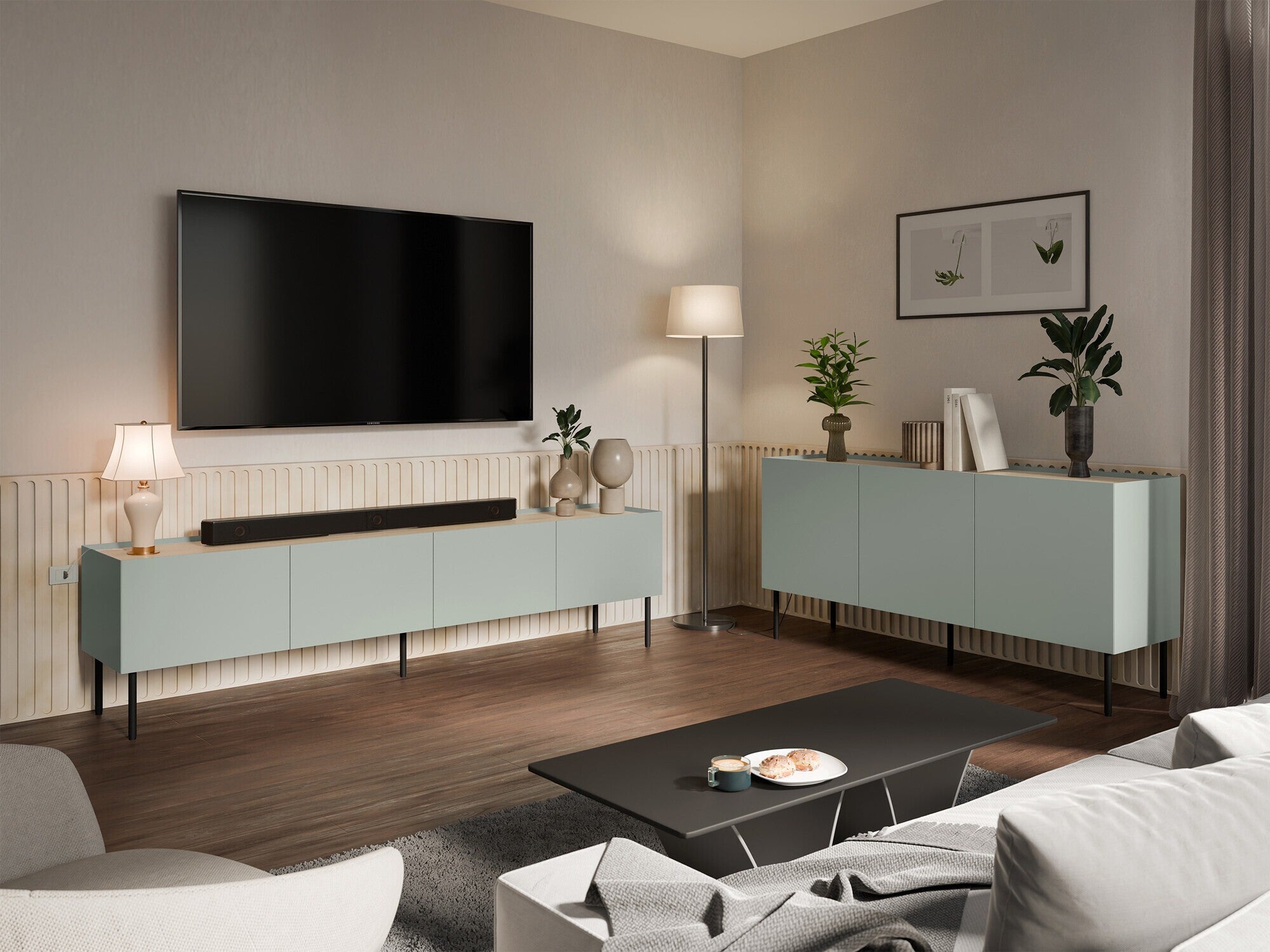 TV staliukas Szafka RTV FELLINI 200, Spalva: Šviesus alyvmedis + Ąžuolas