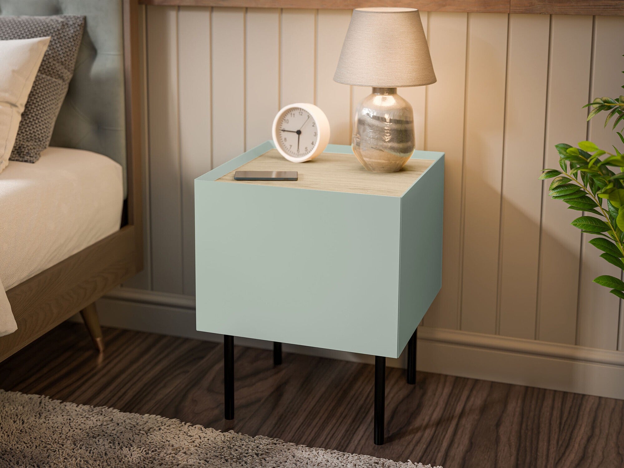 Naktinių staliukų komplektas Szafka necna FELLINI 2szt., Spalva: Šviesus alyvmedis + Ąžuolas