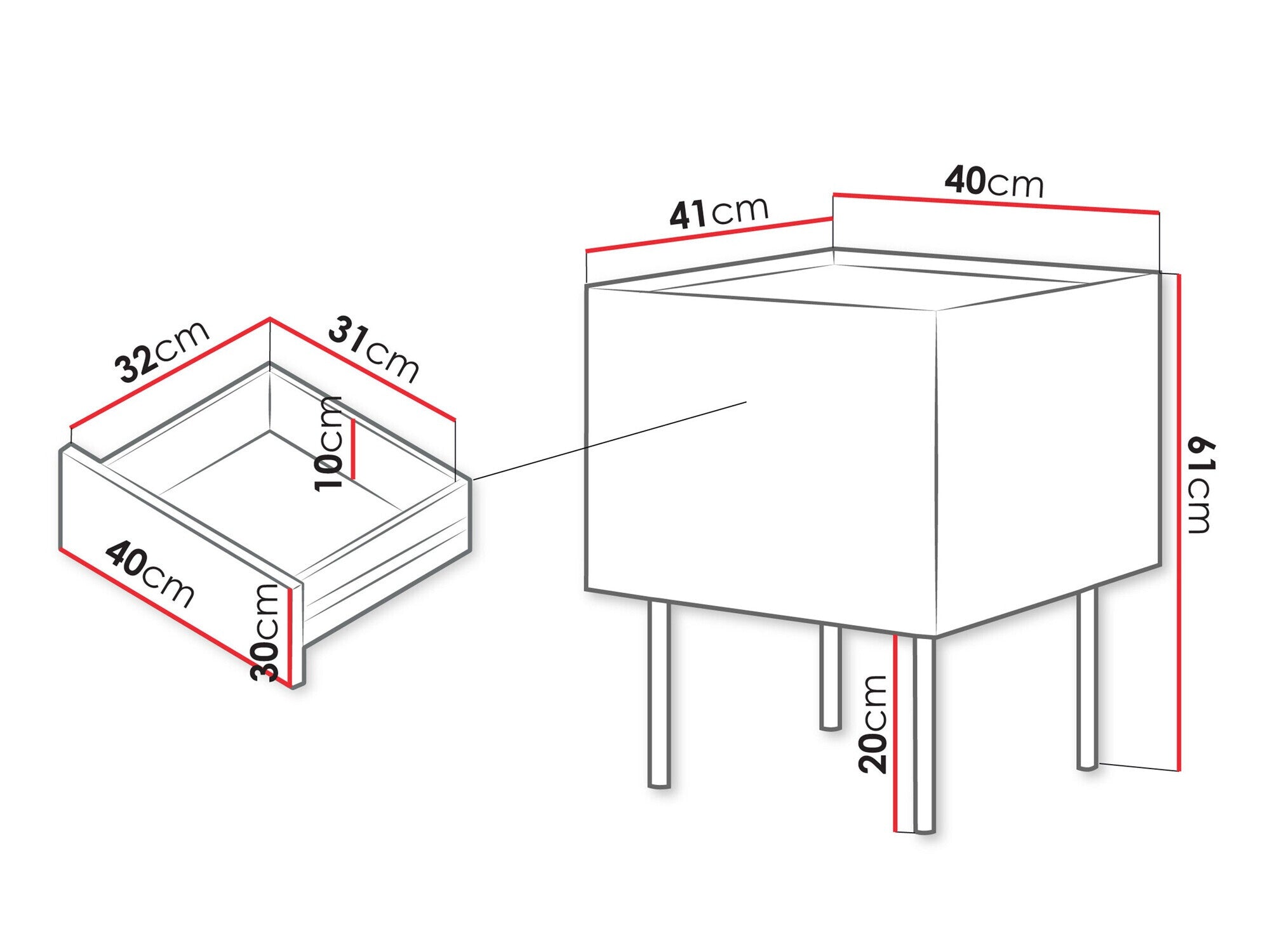 Naktinių staliukų komplektas Szafka necna FELLINI 2szt., Spalva: Šviesus alyvmedis + Ąžuolas