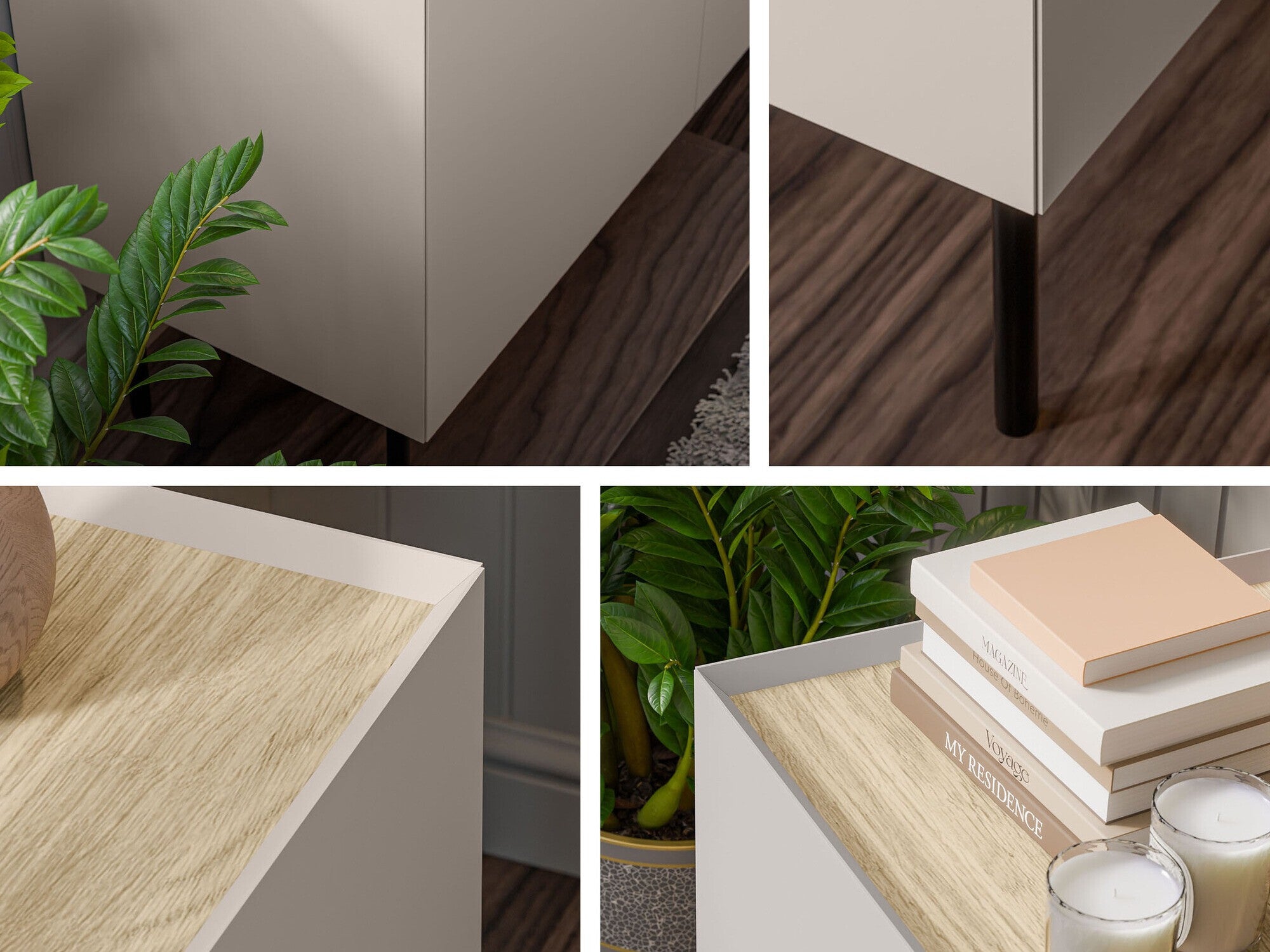 Naktinių staliukų komplektas Szafka necna FELLINI 2szt., Spalva: Kašmyras + Ąžuolas