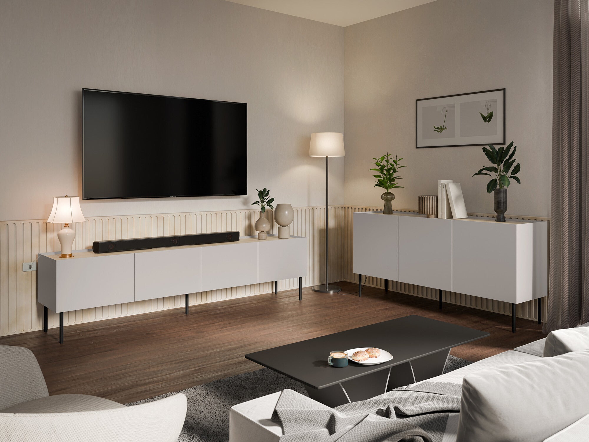 Svetainės komplektas Meble FELLINI I, Spalva: Kašmyras + Ąžuolas