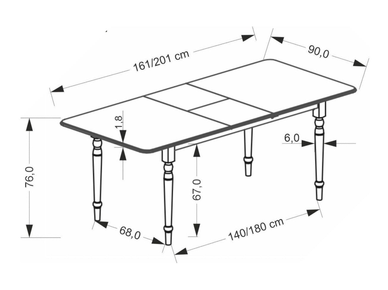 Stalas NELSON extension stalas, balta V-CH-NELSON-ST