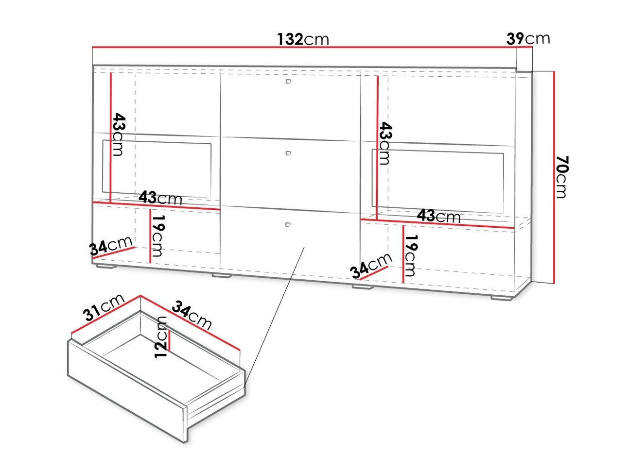 Vitrina Barasos 26 24O1BM26, Spalva: Betonas