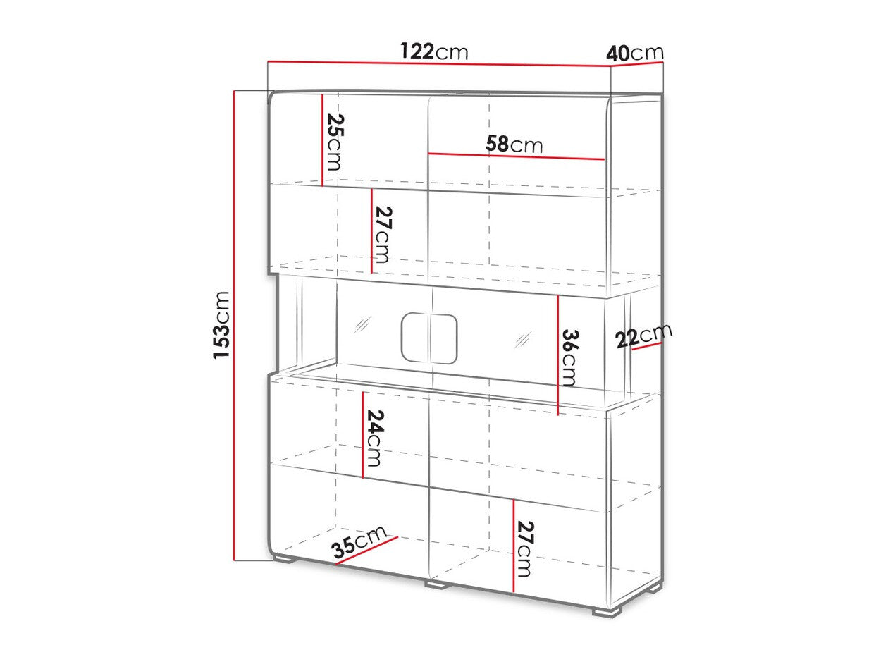 Vitrina Toledo 42 2494DW42, Spalva: Balta + Blizgi balta + San Remo ąžuolas