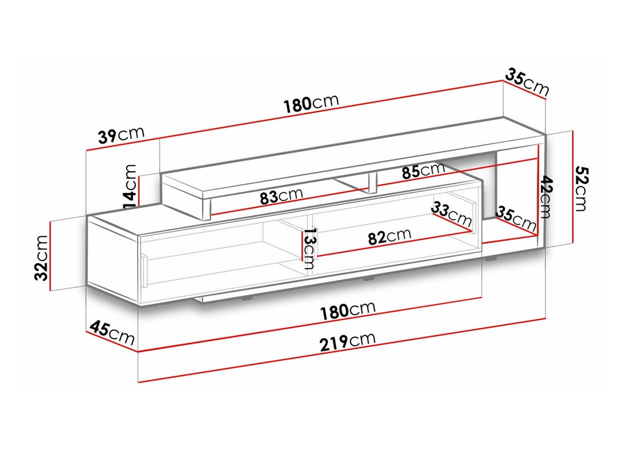 Tv staliukas 2484FG40 Bota 40, Spalva: Balta + Betonas