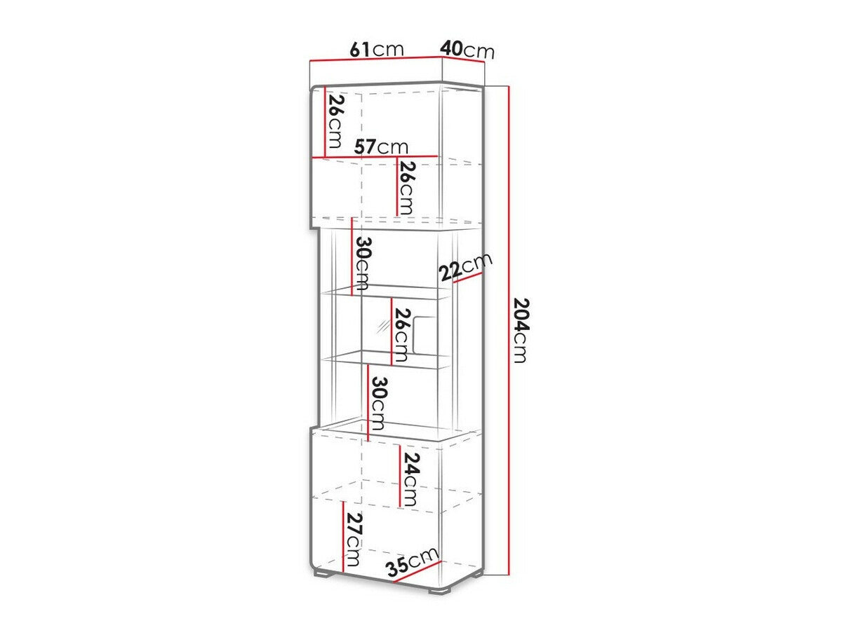 Vitrina Toledo 2498DW05, Spalva: Balta + Blizgi balta