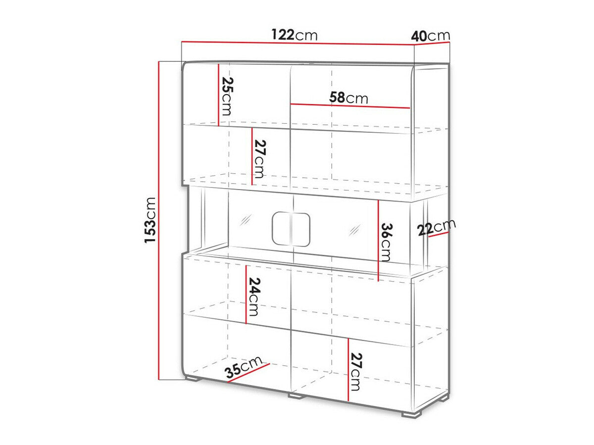 Vitrina Toledo 42 2498DW42, Spalva: Balta + Blizgi balta