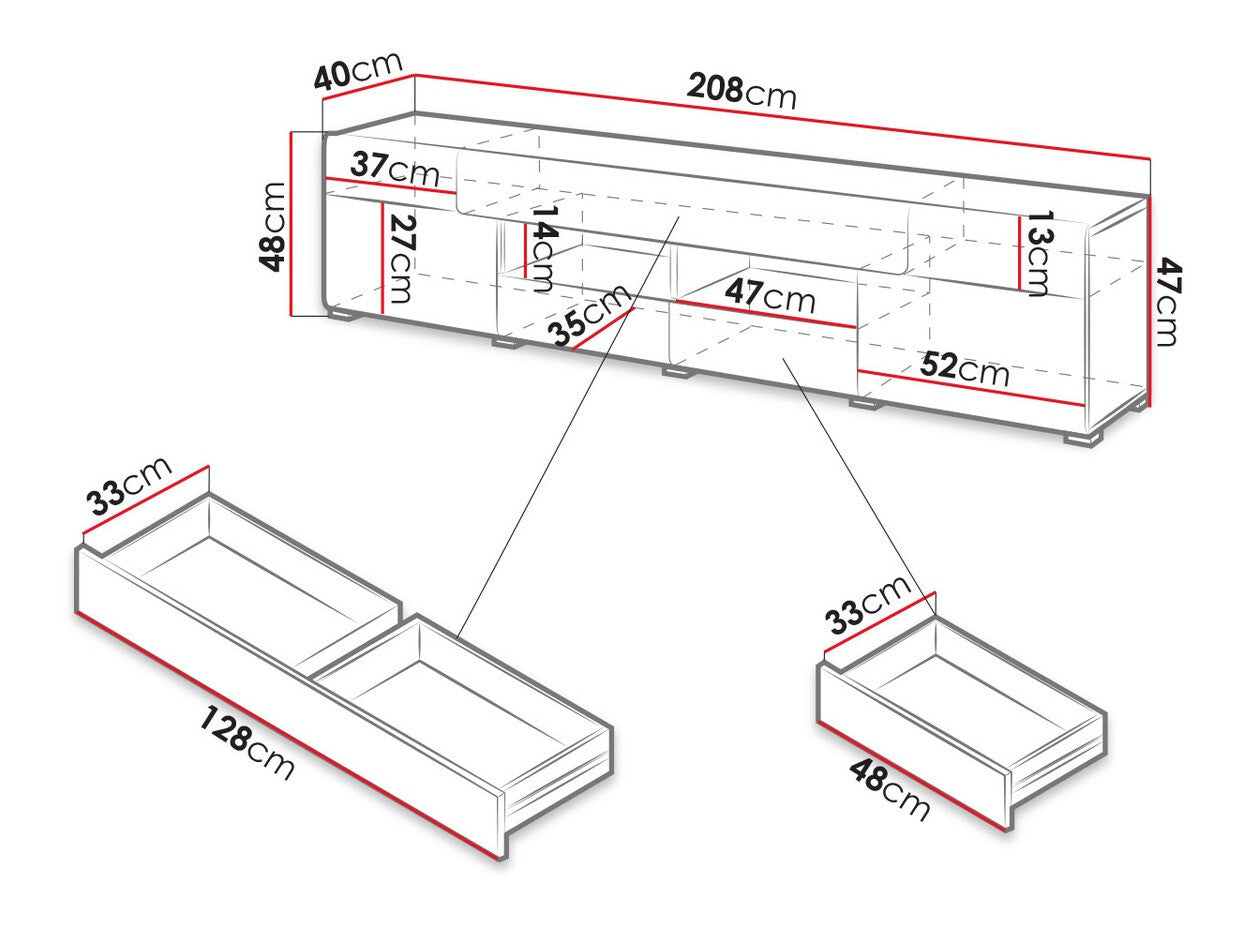 Tv staliukas Toledo 40 2498DW40, Spalva: Balta + Blizgi balta