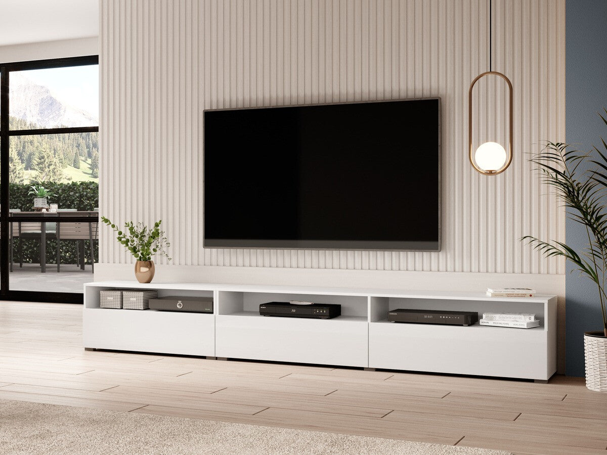 Tv staliukas Barasos 40 2497BM40, Spalva: Balta + Blizgi balta