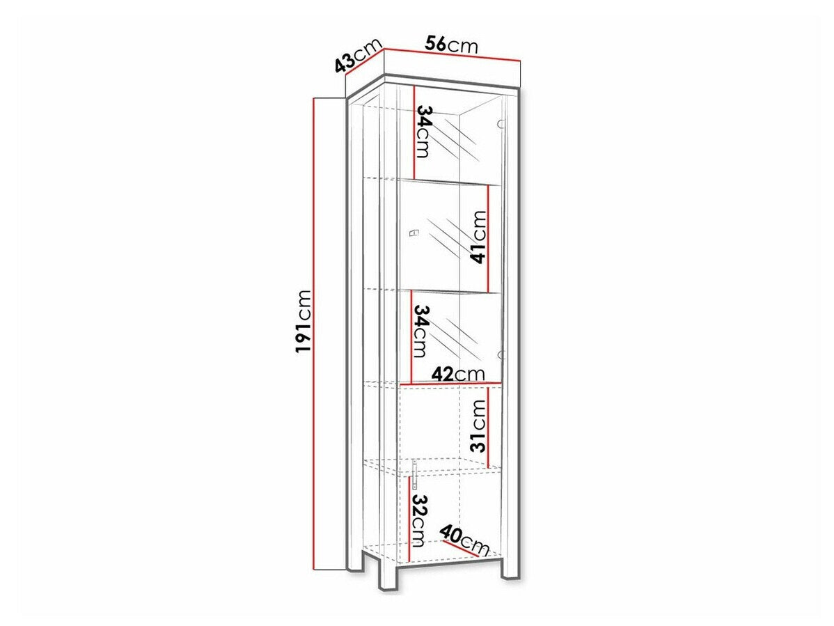 Vitrina 24ABJC05 Olin WM 05, Spalva: Tamsi eglė + Matinė juoda