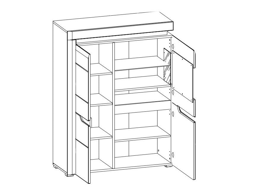 Vitrina Irma IM5, Spalva: Ąžuolas + Blizgi balta