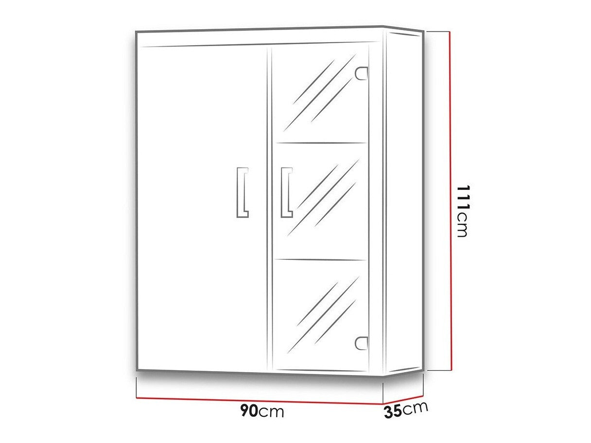 Pakabinama vitrina Samba 4 (Mamba MA4), LED apšvietimas: Ne, Spalva: Balta + Blizgi juoda