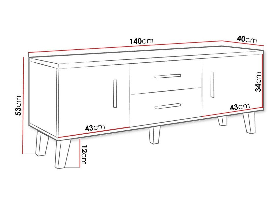 Tv staliukas LOTTA II 140 (Sanna 140 2D2S), Spalva: Balta + Sonomos ąžuolas