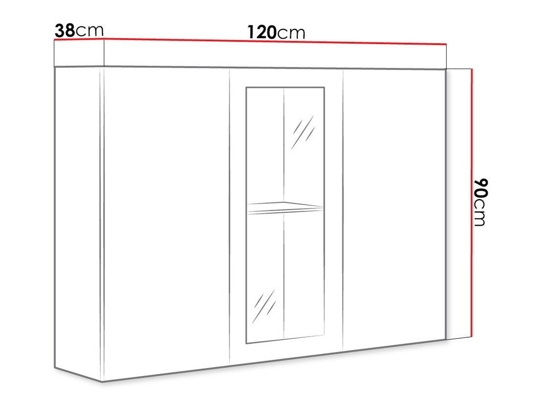 Pakabinama vitrina Vigo 120 (Zigo), LED apšvietimas: Yra mėlynas, Spalva: Juoda + Blizgi juoda