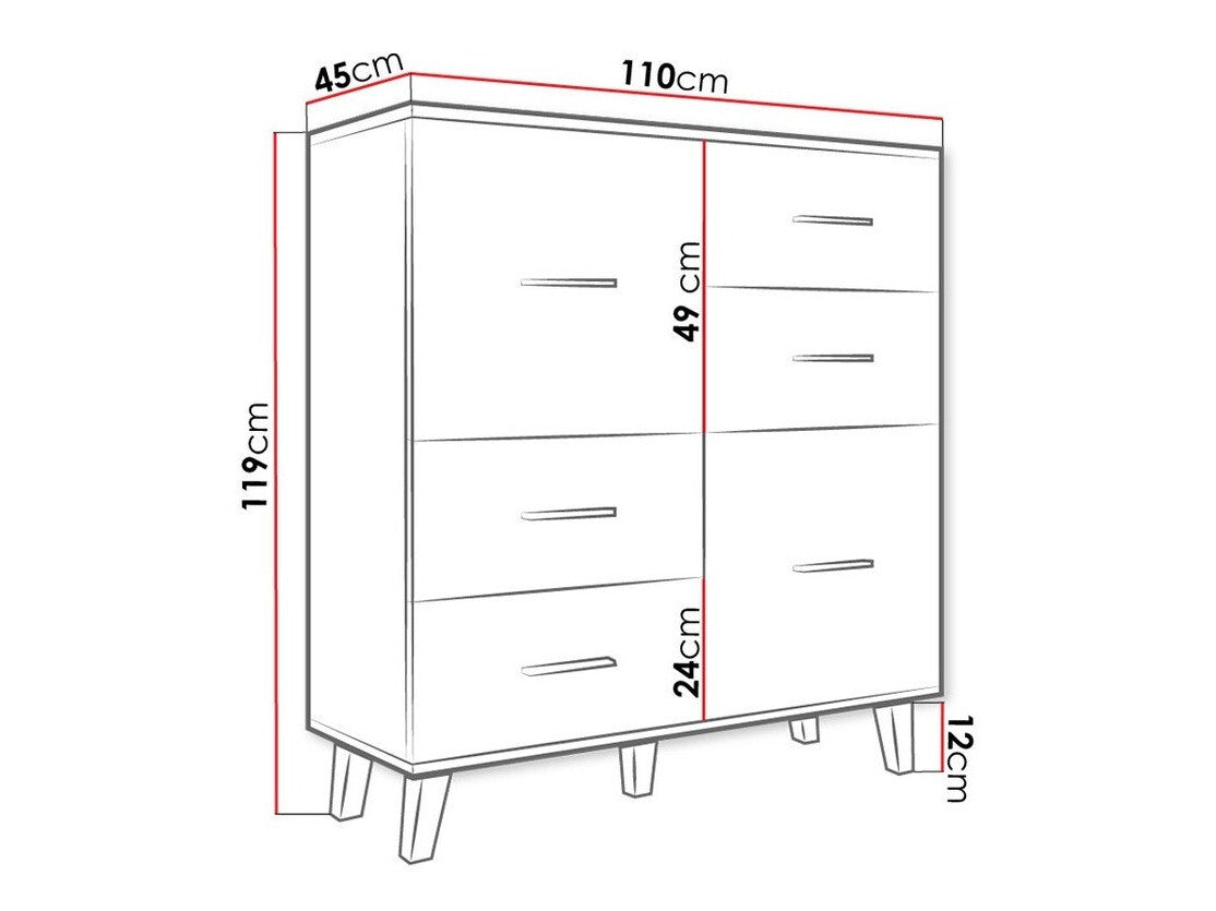 Komoda LOTTA 110 2D4S (Sanna 110 2D4S), Spalva: Wotan ąžuolas + Juoda