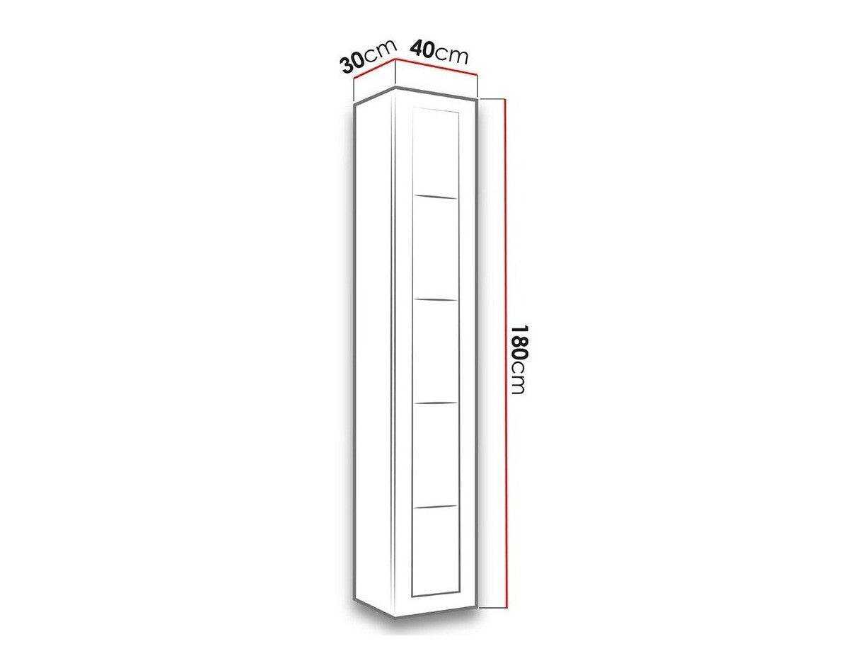 Pakabinama vitrina Vigo 180 II (Zigo 180), LED apšvietimas: Yra baltas, Spalva: Pilka + Blizgi pilka