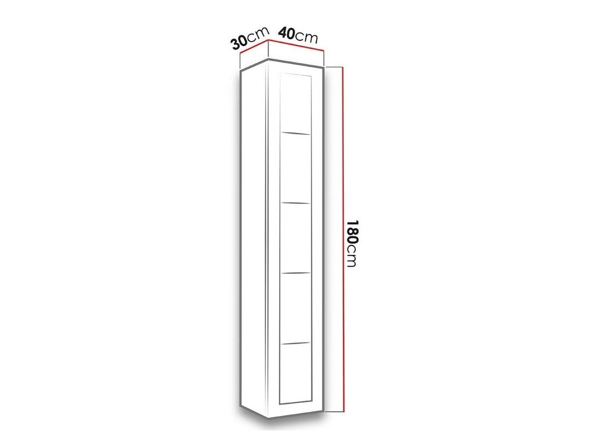 Pakabinama vitrina Vigo 180 II (Zigo 180), LED apšvietimas: Ne, Spalva: Pilka + Blizgi pilka