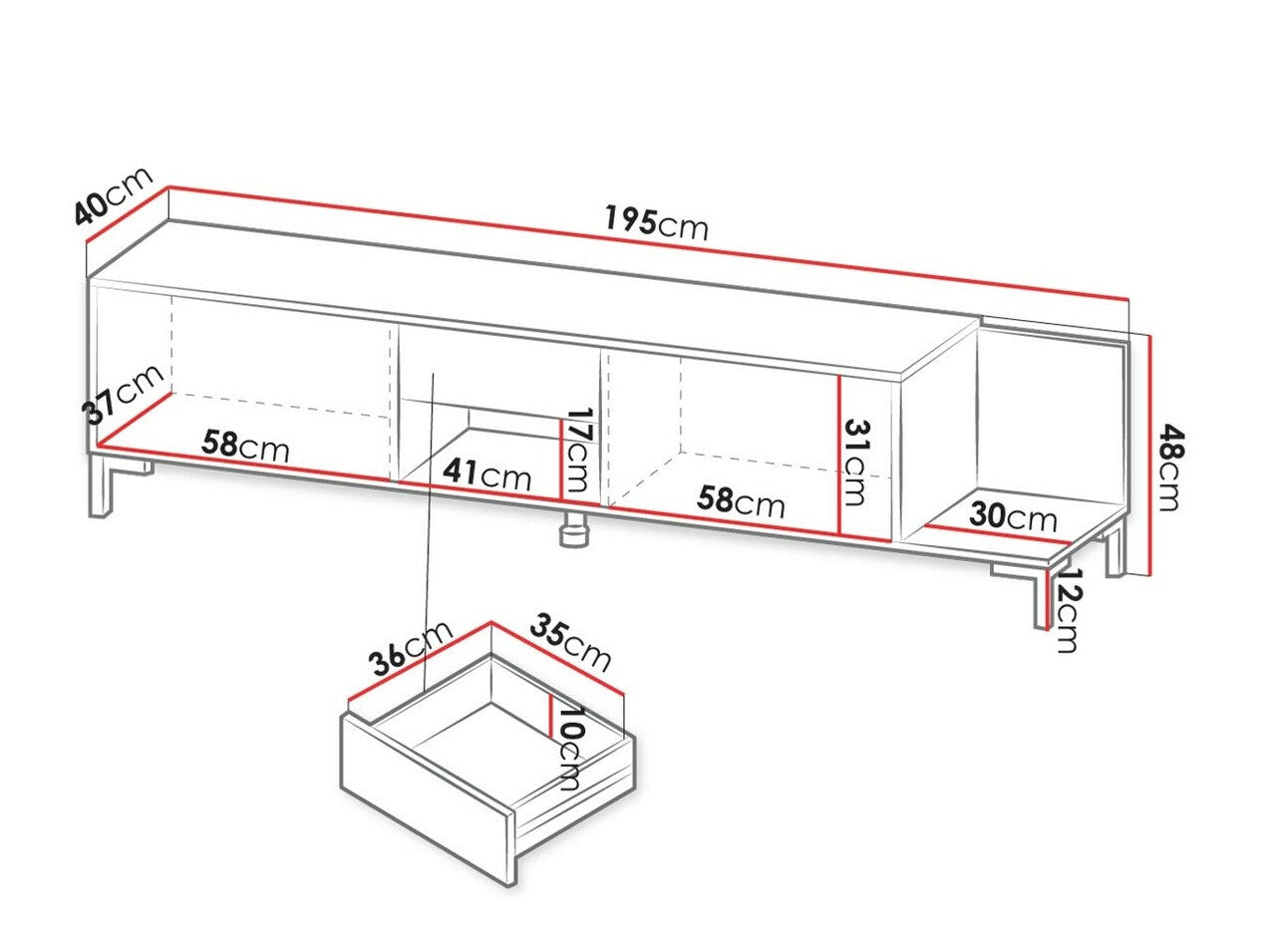 Tv staliukas RTv MARMO 2D1S1K (Sopeleto 2D1S1K) Spalva: Balta + Baltas marmuras