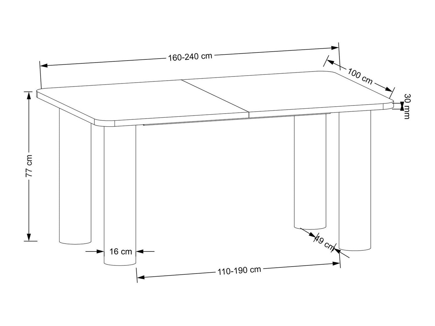 Stalas ELEFANTE RECTANGLE extension stalas, natural ąžuolas V-PL-ELEFANTE_PROSTOKĄT-ST