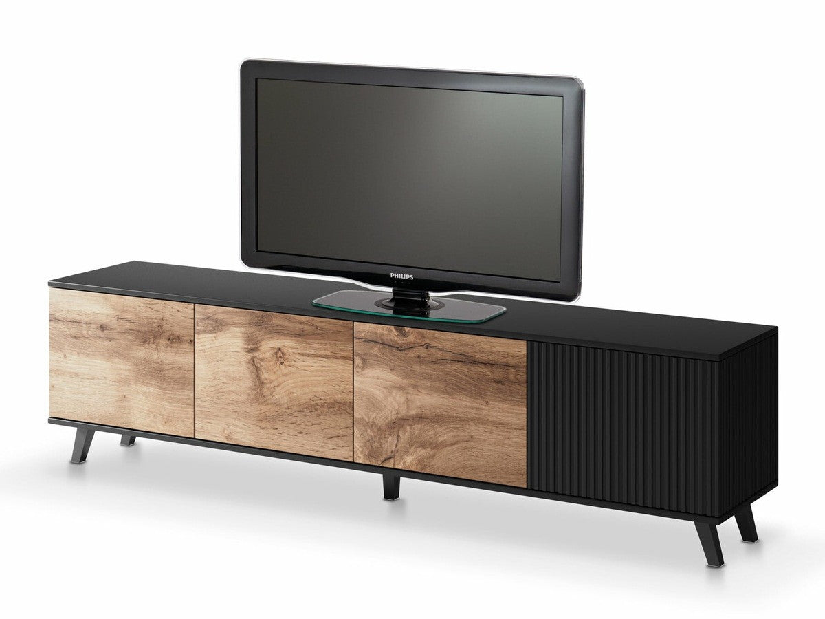 Tv staliukas RANDOM RTV-3 TV stand 200 cm, wotan ąžuolas / juoda V-PL-RANDOM-RTV-3