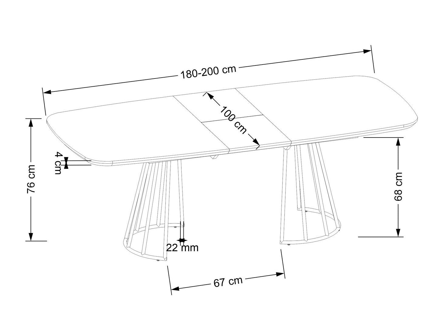 Stalas EVERTON extension stalas, graikinis riešutas / juoda V-CH-EVERTON-ST