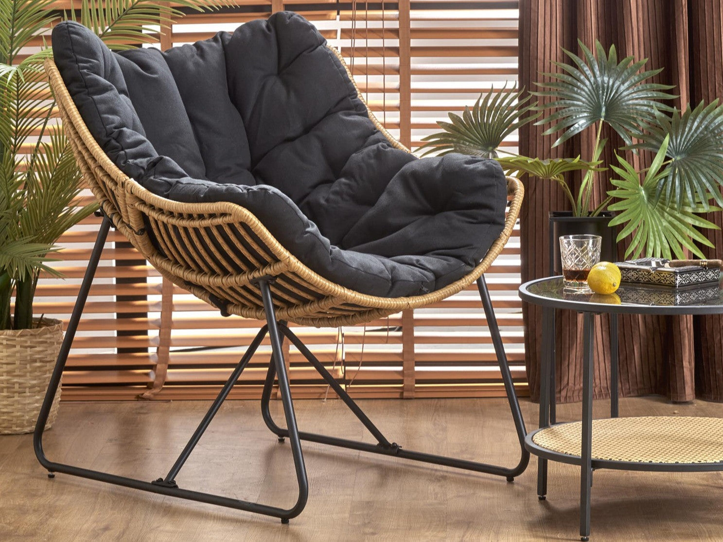 Fotelis WHISPER leisure kėdė, juoda / natural V-CH-WHISPER-FOT