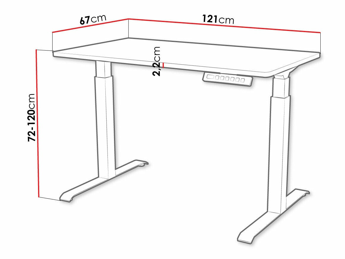 Reguliuojamo aukščio darbo stalas Biurko MOON 121, Spalva: Balta + Juoda