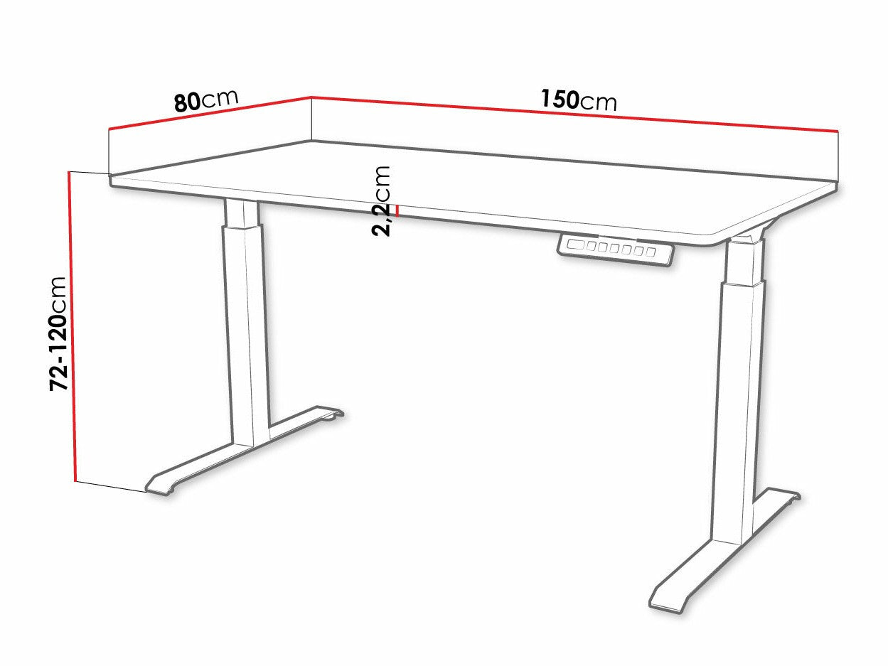 Reguliuojamo aukščio darbo stalas Biurko MOON LONG 150, Spalva: Juoda