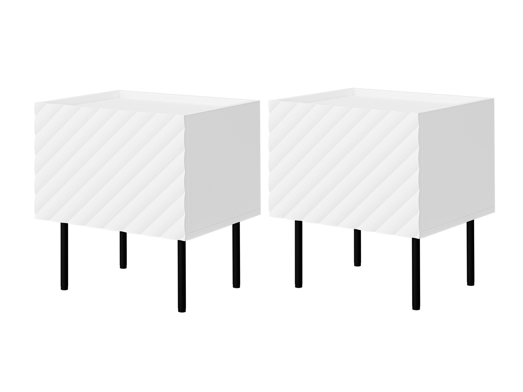 Naktinių staliukų komplektas Szafka necna LUCCA 1D 2 szt, Spalva: Balta