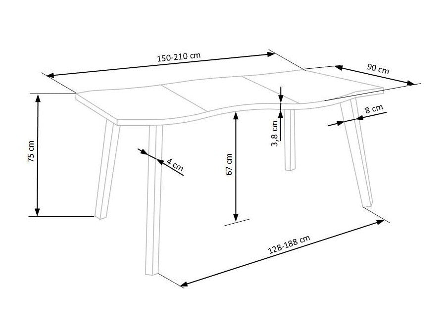 Stalas DICKSON 2 extension stalas 150-210, natural / juoda V-CH-DICKSON_2-ST-150/210