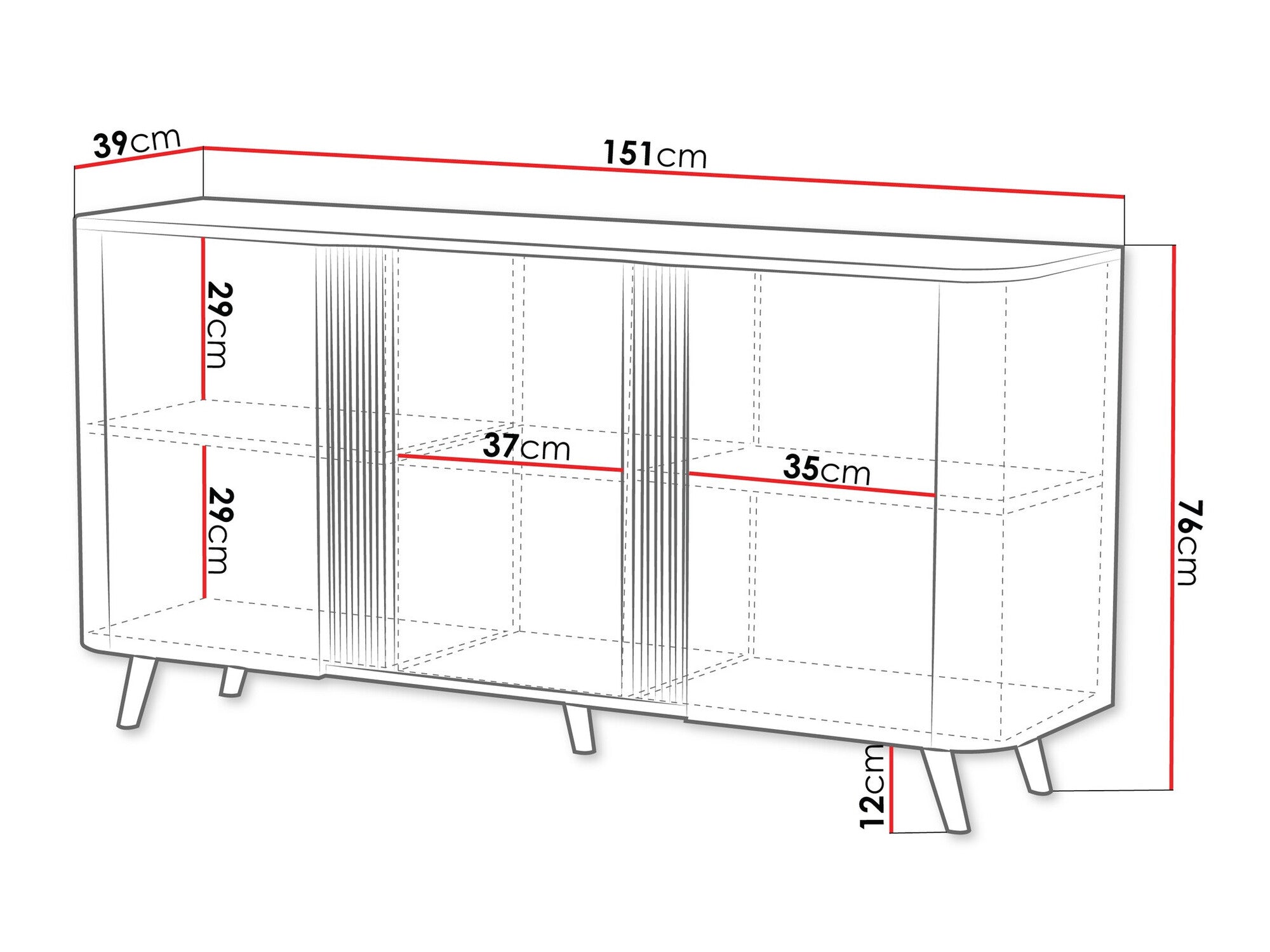 Spintelė Komoda VOLARE 150 3D Czarny mat (Juoda)