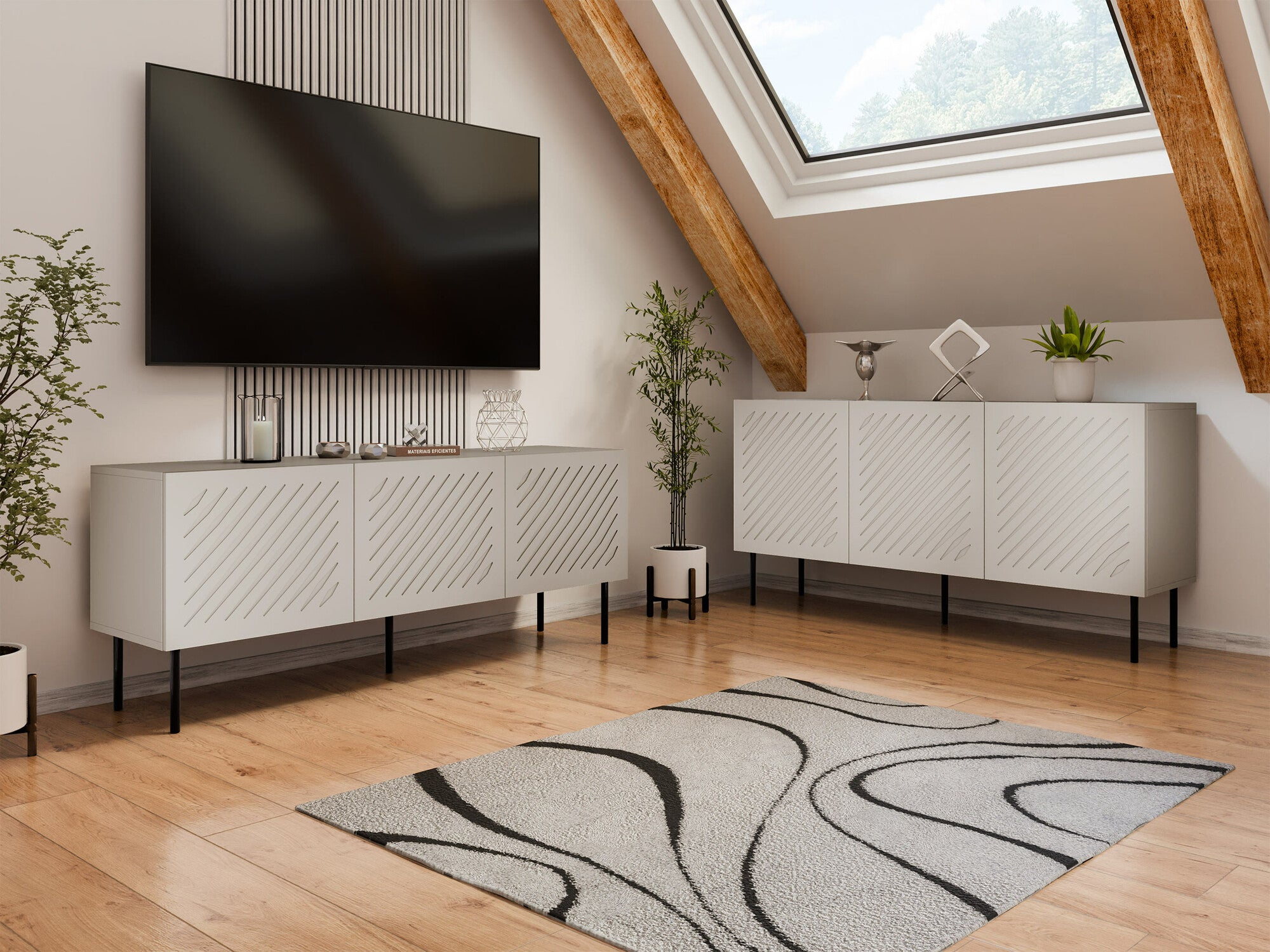 TV staliukas Szafka RTV SIENA 150 3D, Spalva: Beige