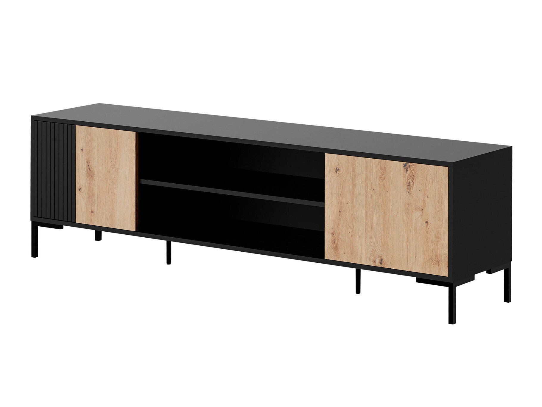 TV staliukas Szafka RTV MERCI 180 EF Czarny mat/Dąb Artisan/Czarny mat