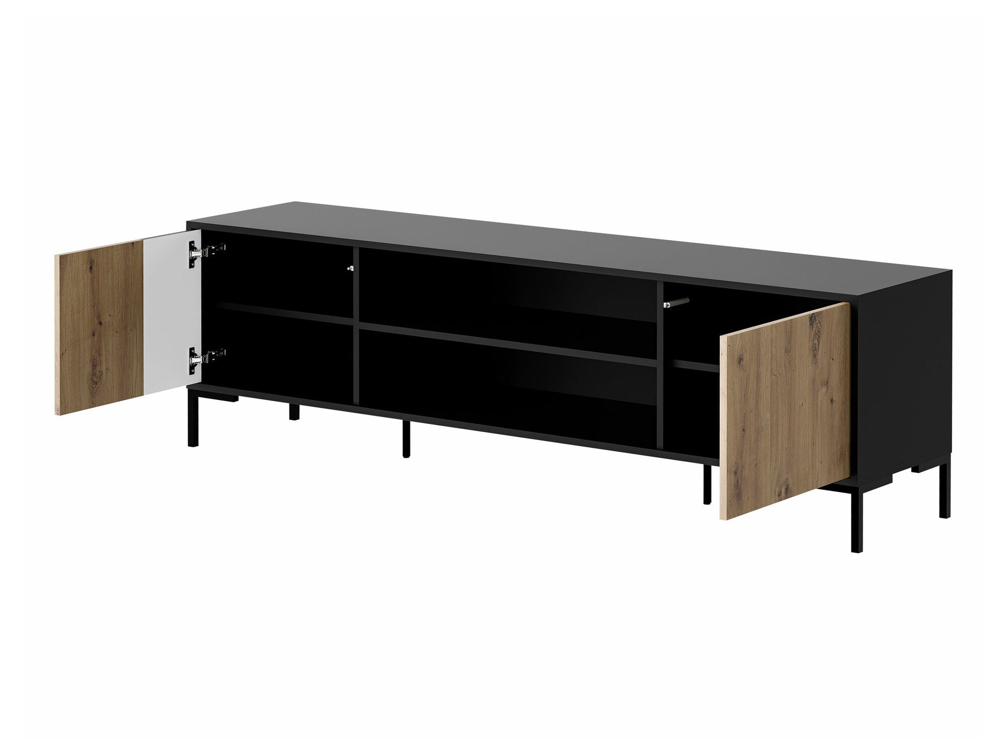 TV staliukas Szafka RTV MERCI 180 EF Czarny mat/Dąb Artisan/Czarny mat
