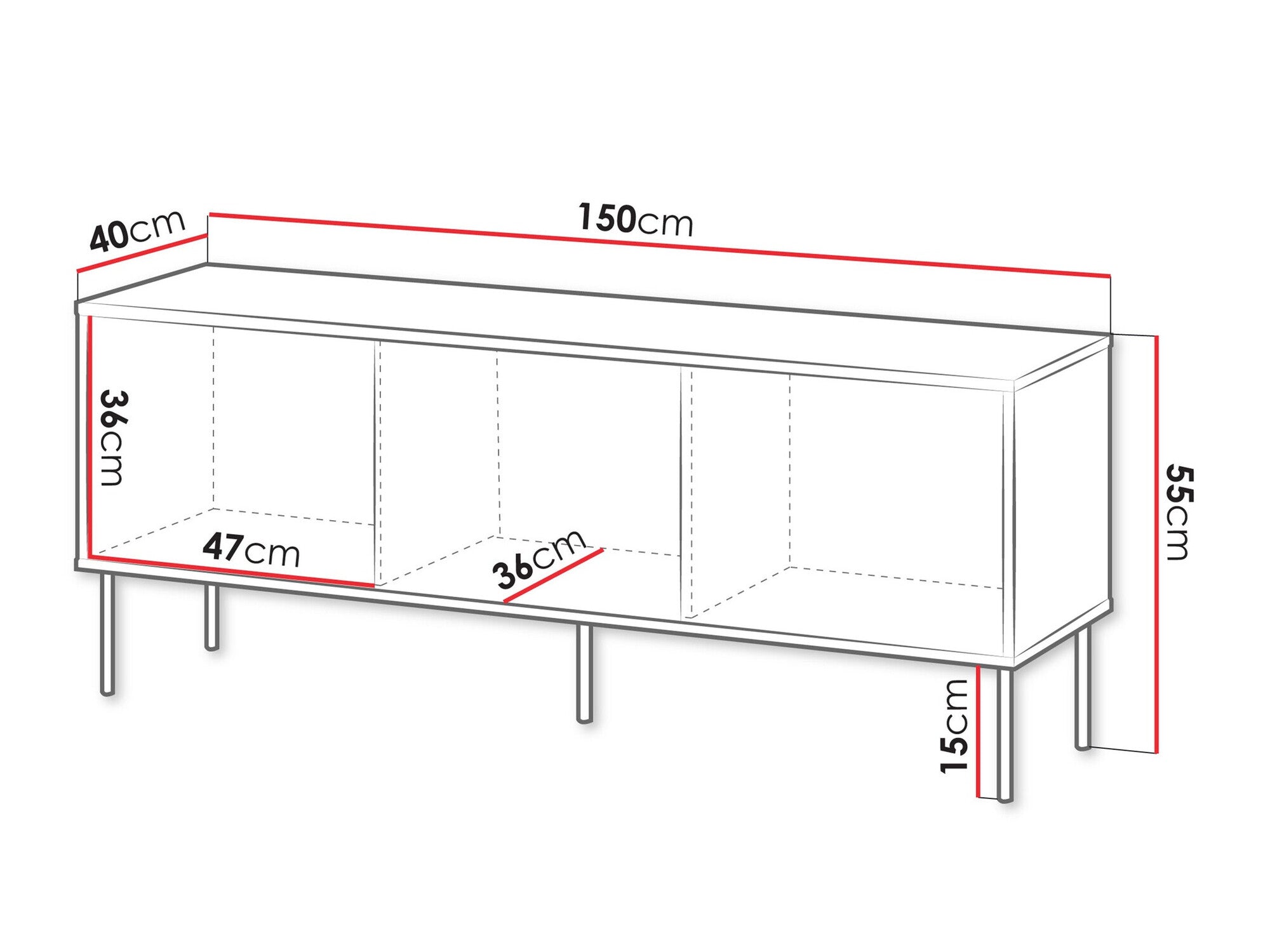 TV staliukas TRESSE 150 3D, Spalva: Žalia