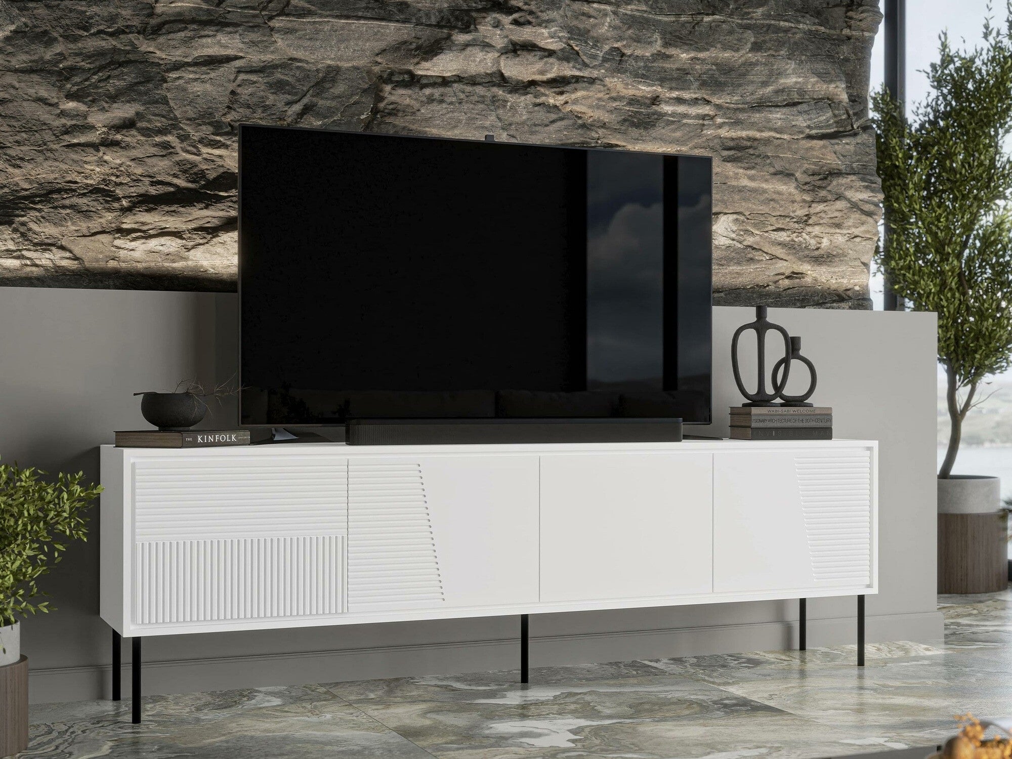 TV staliukas Szafka RTV ABI 200 4D Biały mat 5903211362118 (Balta)