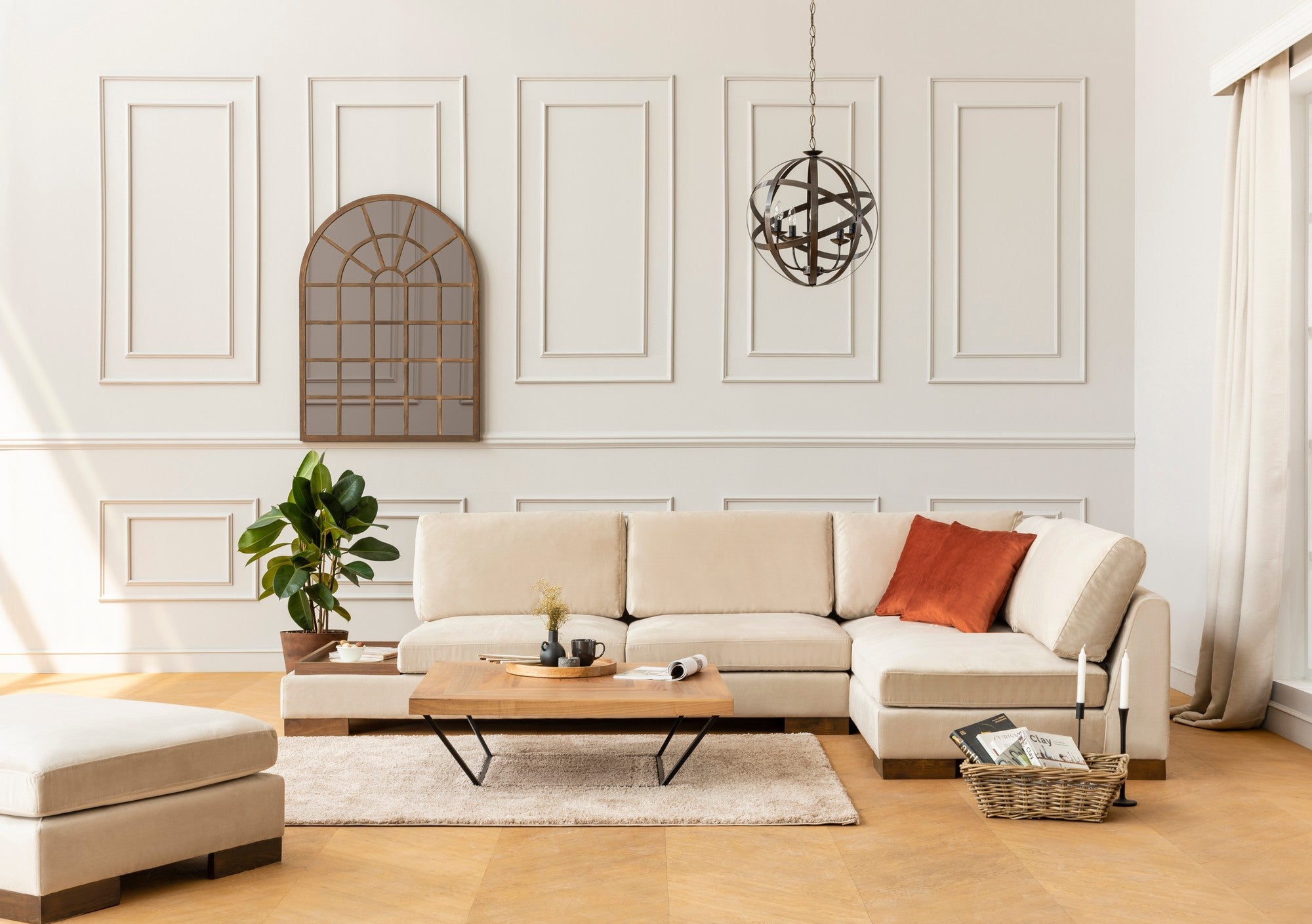 Minkštas kampas Tulip Corner Right With Pouf - Beige