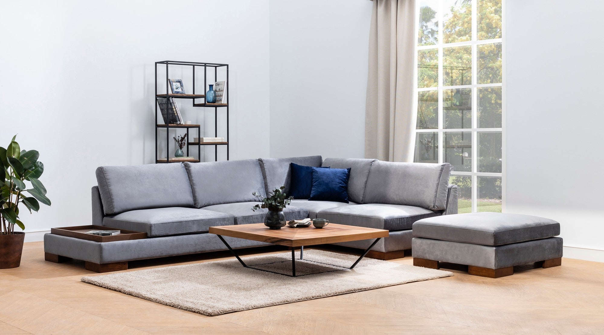 Minkštas kampas Tulip Corner Right With Pouf - Dark Grey