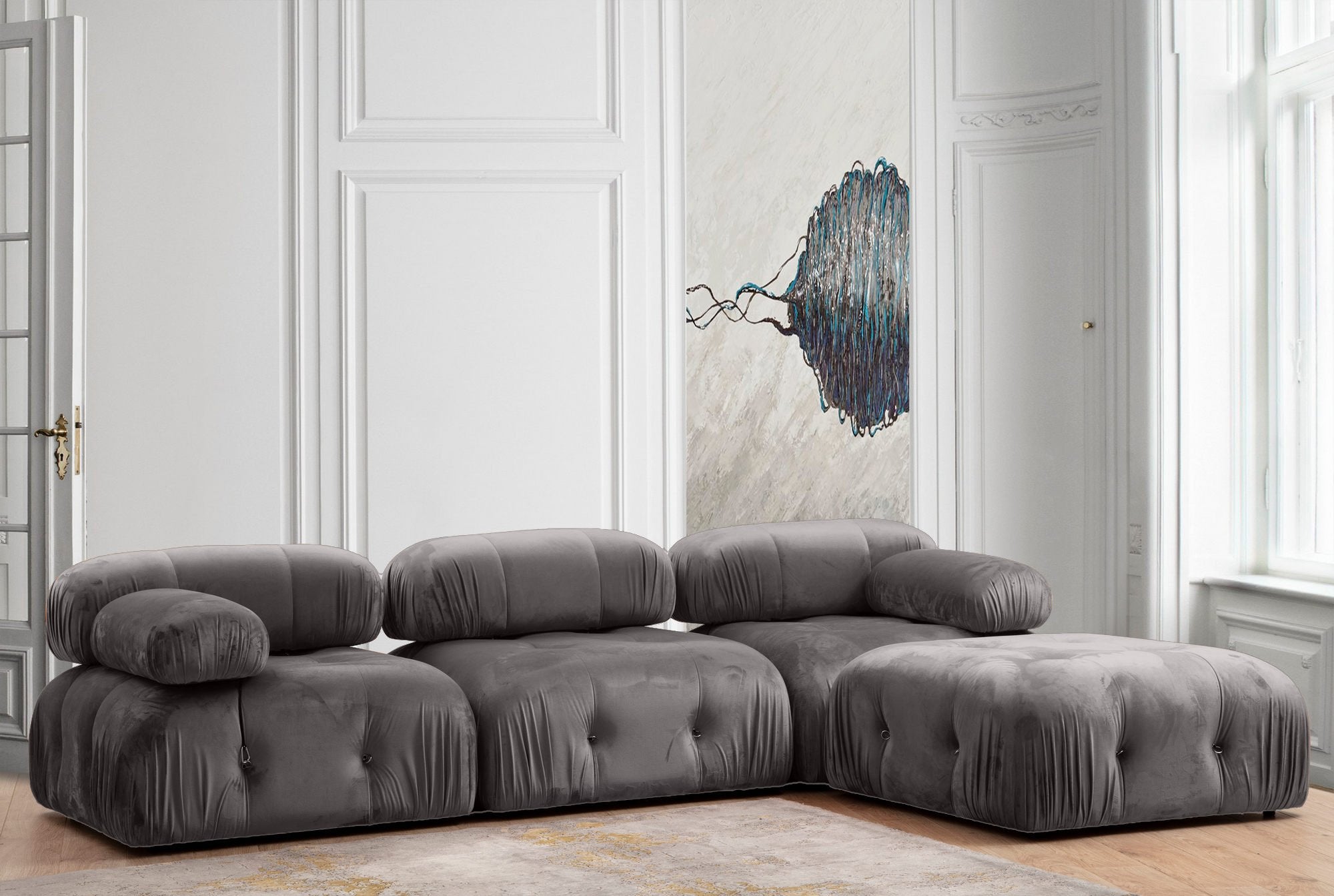 Minkštas kampas Bubble Corner ( L1-O1-1R -Puf) - Grey