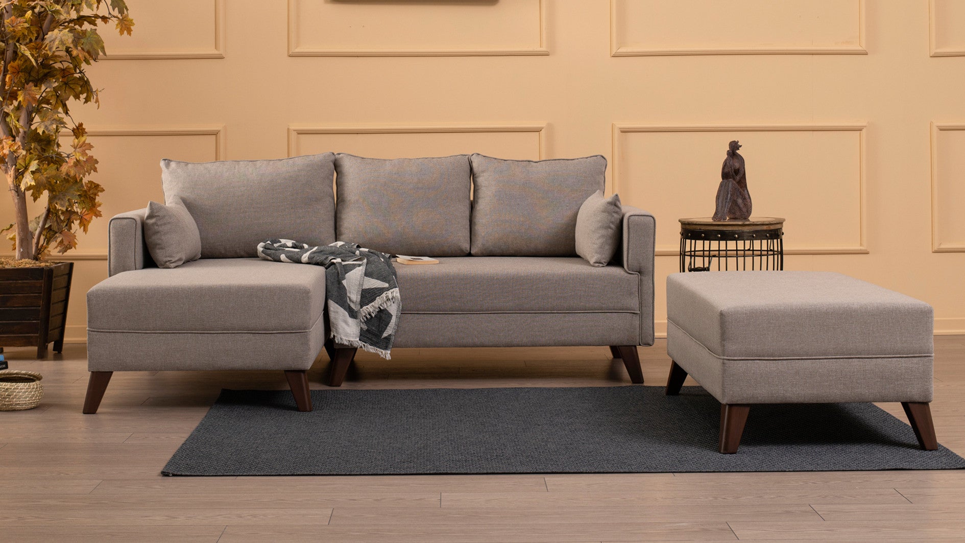 Minkštas kampas su miegojimo funkcija Bella Corner Sofa Left 2 - Cream