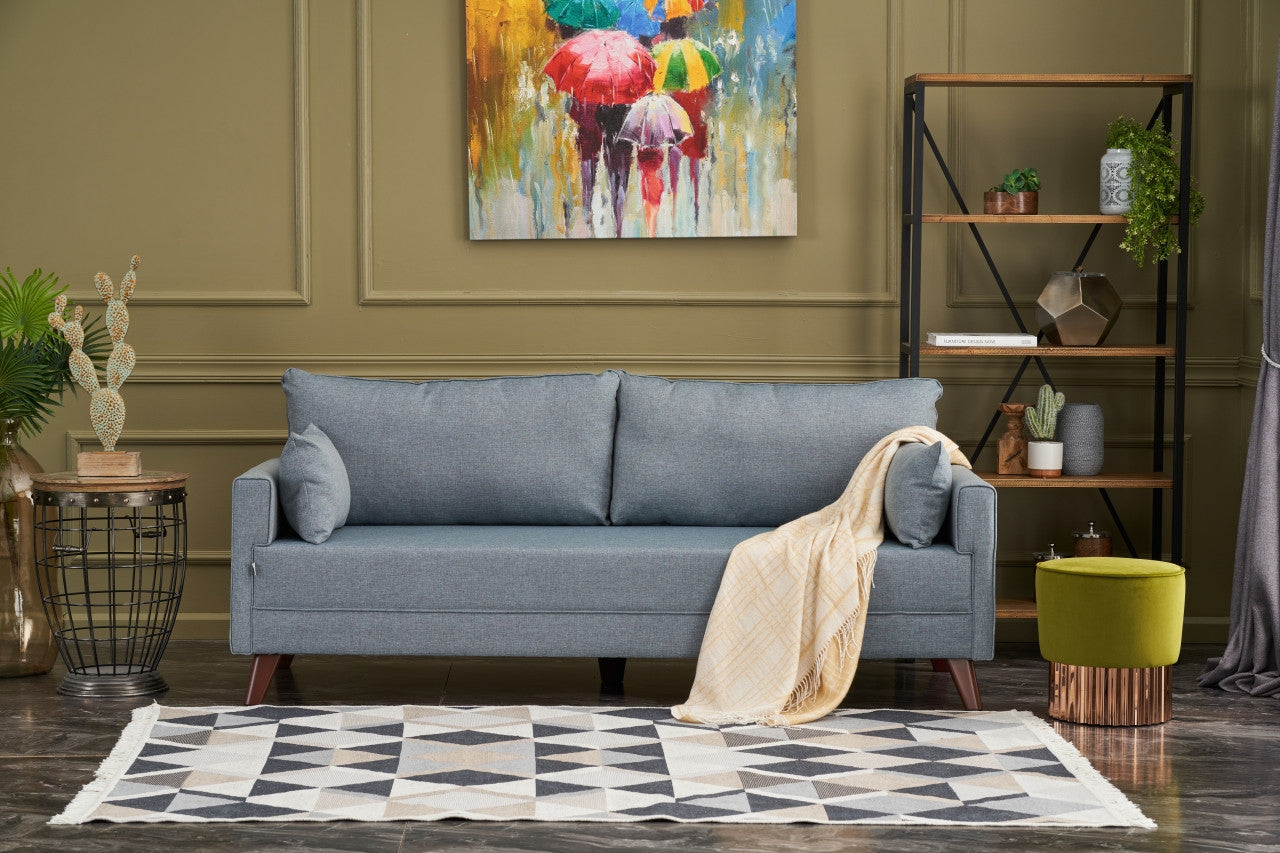 Sofa-lova Bella Soft Yatakli Üclu Koltuk - Blue