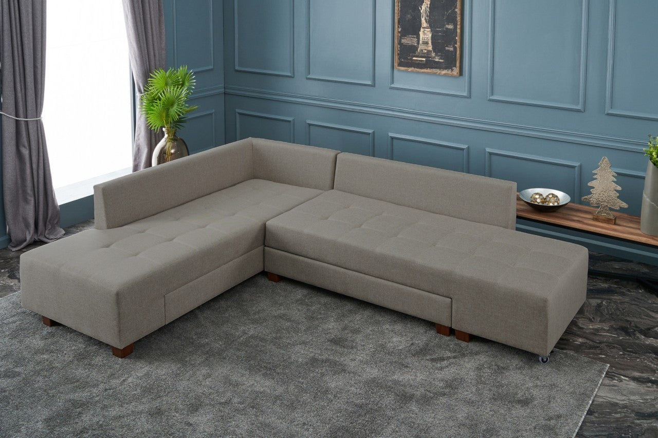 Minkštas kampas su miegojimo funkcija Manama Corner Sofa Bed Left - Cream