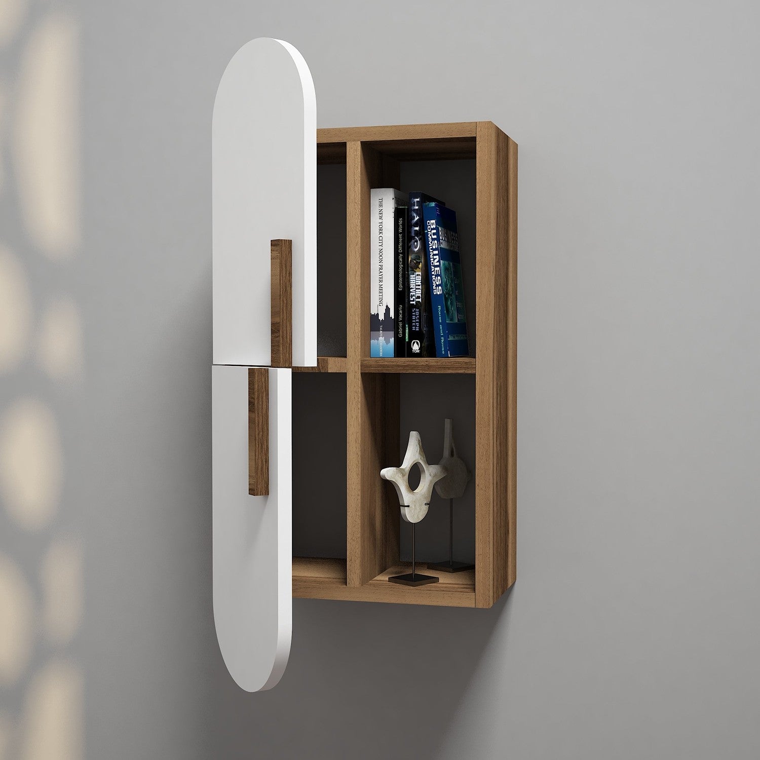 Pakabinama lentyna Rose - Walnut, White