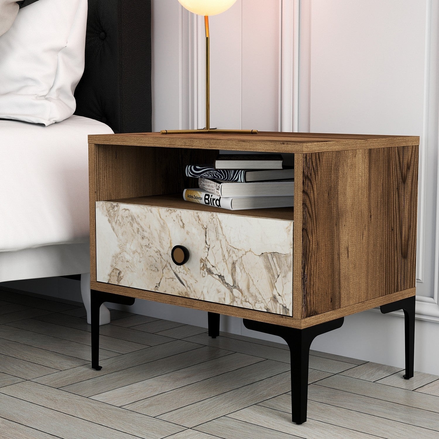 Naktinis staliukas Lizbon 531 - Walnut, White
