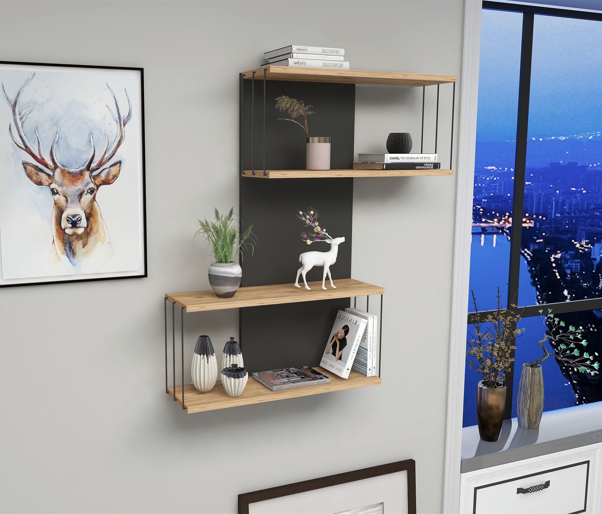 Pakabinama lentyna Destan - Anthracite, Pine