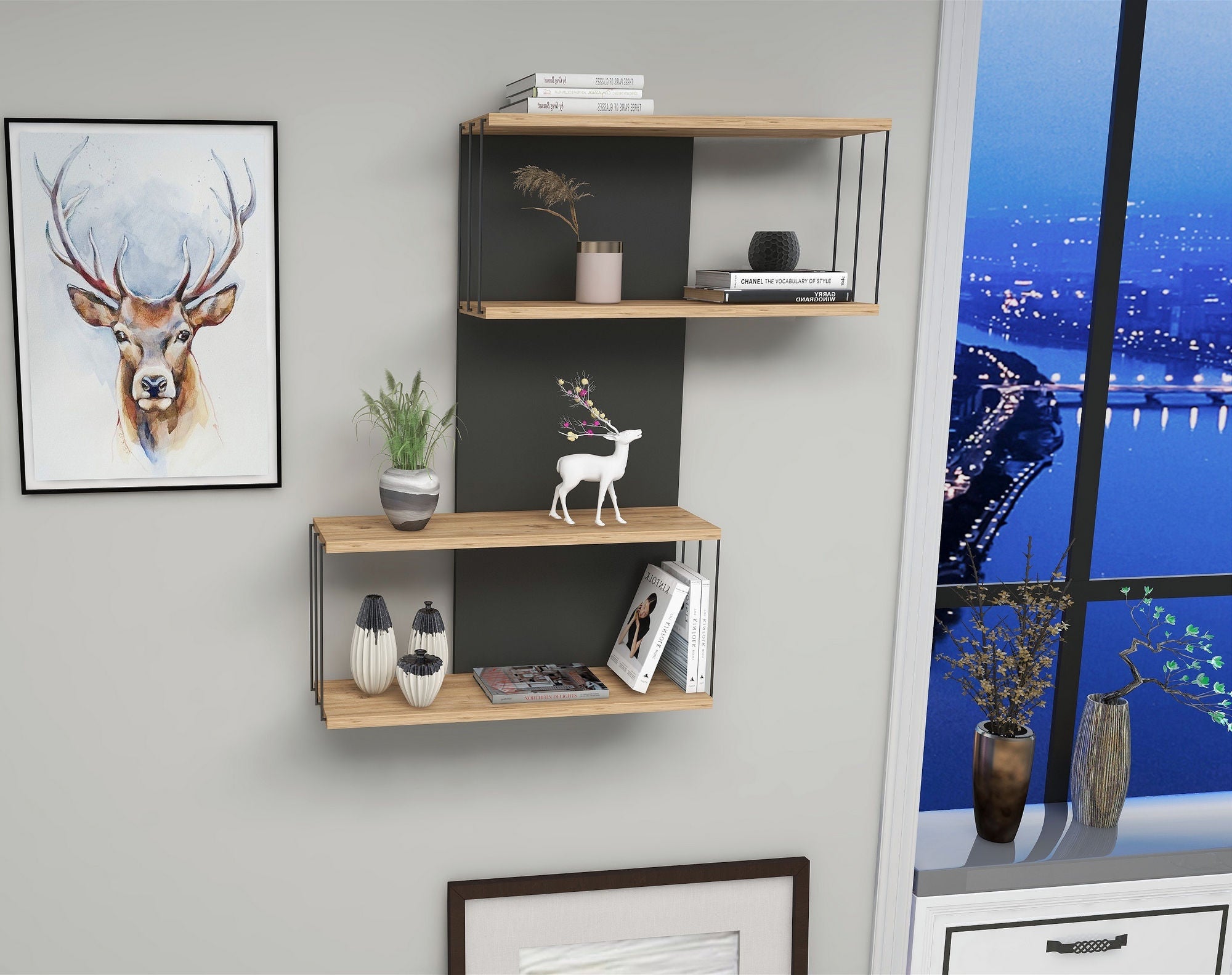Pakabinama lentyna Destan - Anthracite, Pine