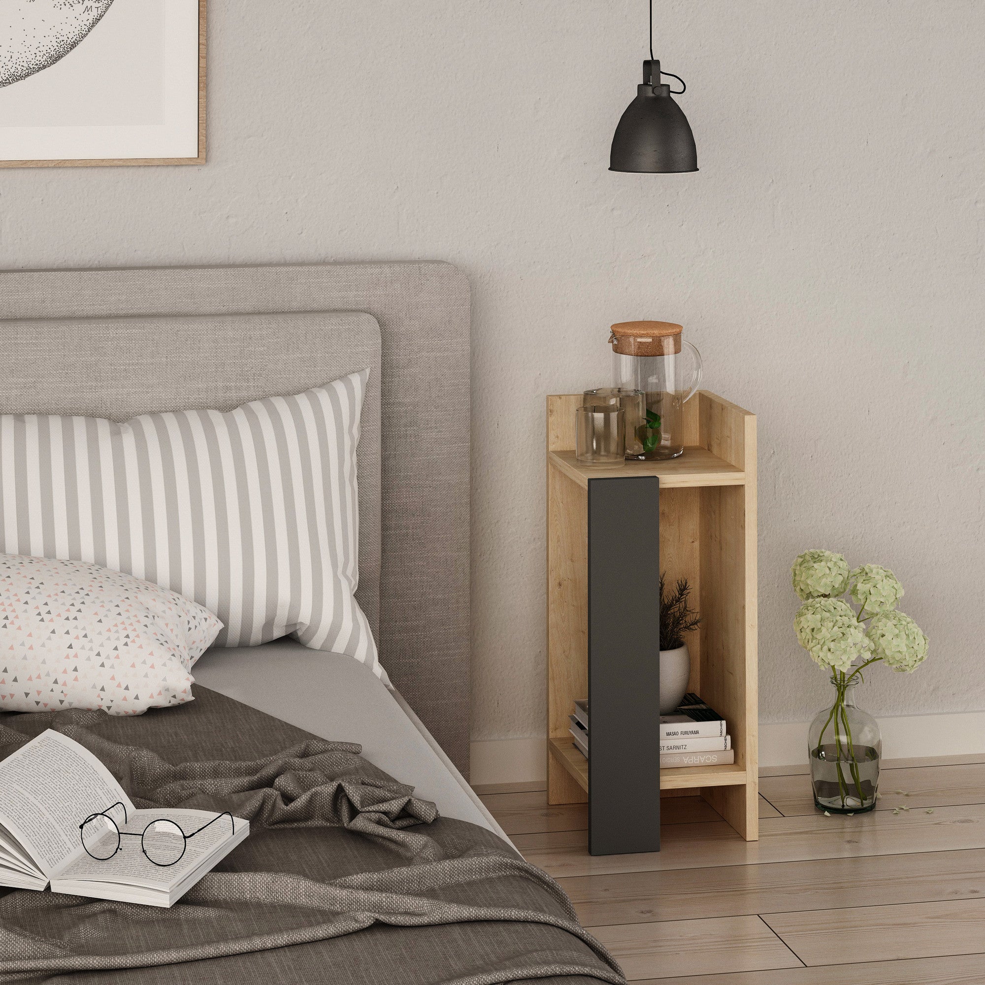 Naktinis staliukas Elos Right - Oak, Anthracite