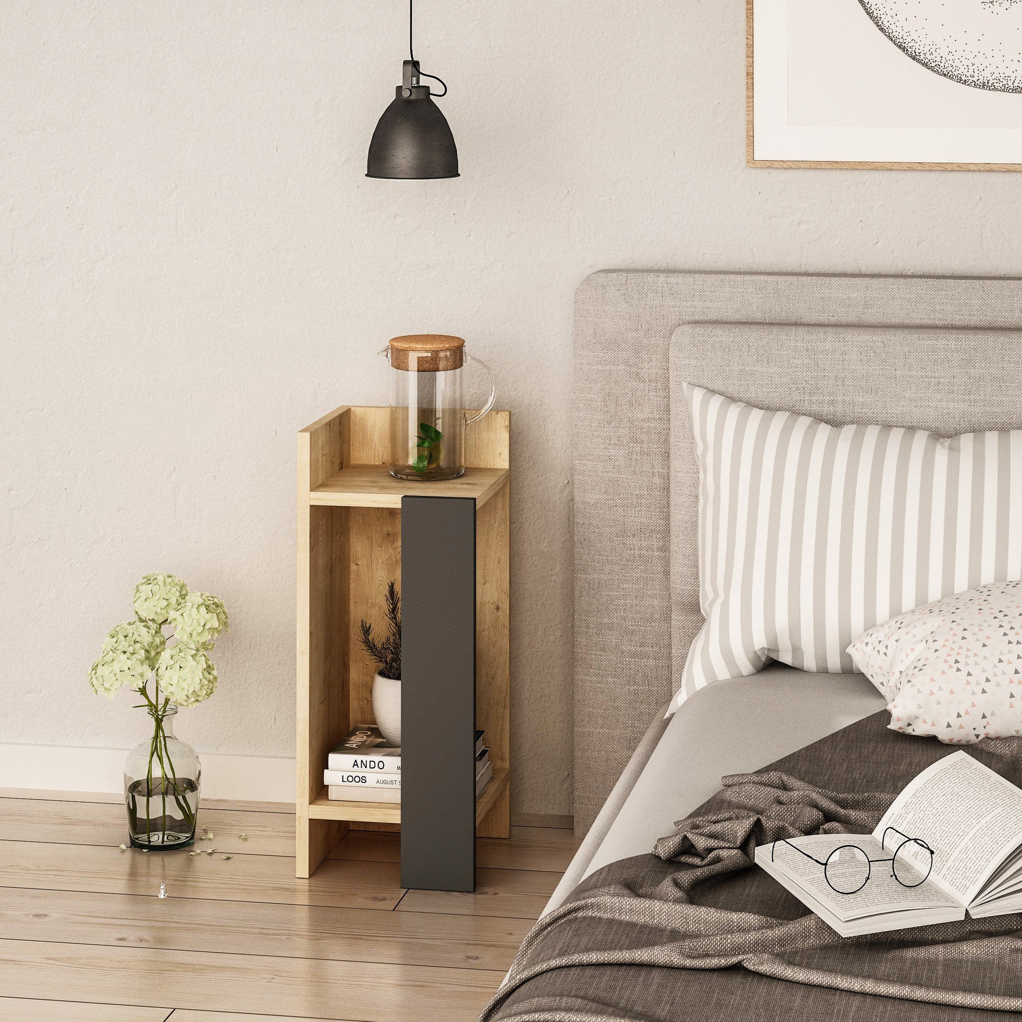 Naktinis staliukas Elos left - Oak, Anthracite